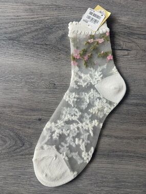Sheer Floral Quarter Socks